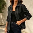 thumbnail image 6 of Vynhevius Women's Solid Denim Jacket Long Sleeve Loose Outerwear With Buttons And Pockets, 6 of 7
