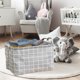 thumbnail image 1 of Grandes cuadrados Caja de almacenamiento de telas Cesta plegable de ropa sucia con asas 38x26x23cm | Cesta organizadora transpirable para juguetes Ropa Estanterías Armarios Negro Gris Blanco, 1 of 6
