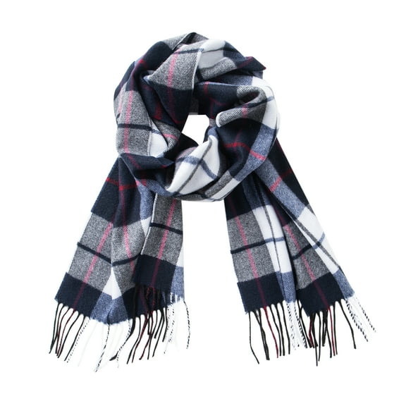 Calvin & Olivia Ultra-Soft Comfort Feel Unisex Winter Solid Plain Scarves Wool Feel Classic Super Soft Luxurious Scarf Navy White Tartan