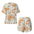 thumbnail image 5 of Naloa Retro Floral Butterfly Women's Short-Sleeved Pajama Set, Loungewear, Summer pajamas, Breathable Cozy - Large, 5 of 9