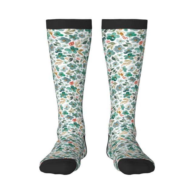 Balery Floral In Teal Calcetines novedosos Calcetines deportivos Calcetines hasta la rodilla Calcetines de algodón Calcetines originales y geniales