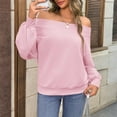 thumbnail image 6 of 2025 Y2k Fall Outfits Fashion Off Shoulder Sweatshirt for Women Oversized Trendy Top Pink 2XL, 6 of 6