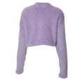 thumbnail image 6 of Seyurigaoka Women's Sherpa Plush Short Sweatshirts Solid Color Long Sleeve Stand Collar Drawstring Hem Pullover Tops with Pocket, 6 of 7