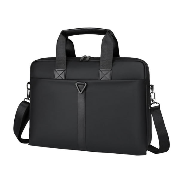 Bolso de negocios para hombre, maletín, bolso de mano, bolso para ordenador, para viajes de negocios, trabajo de oficina Película de cuero PU negra
