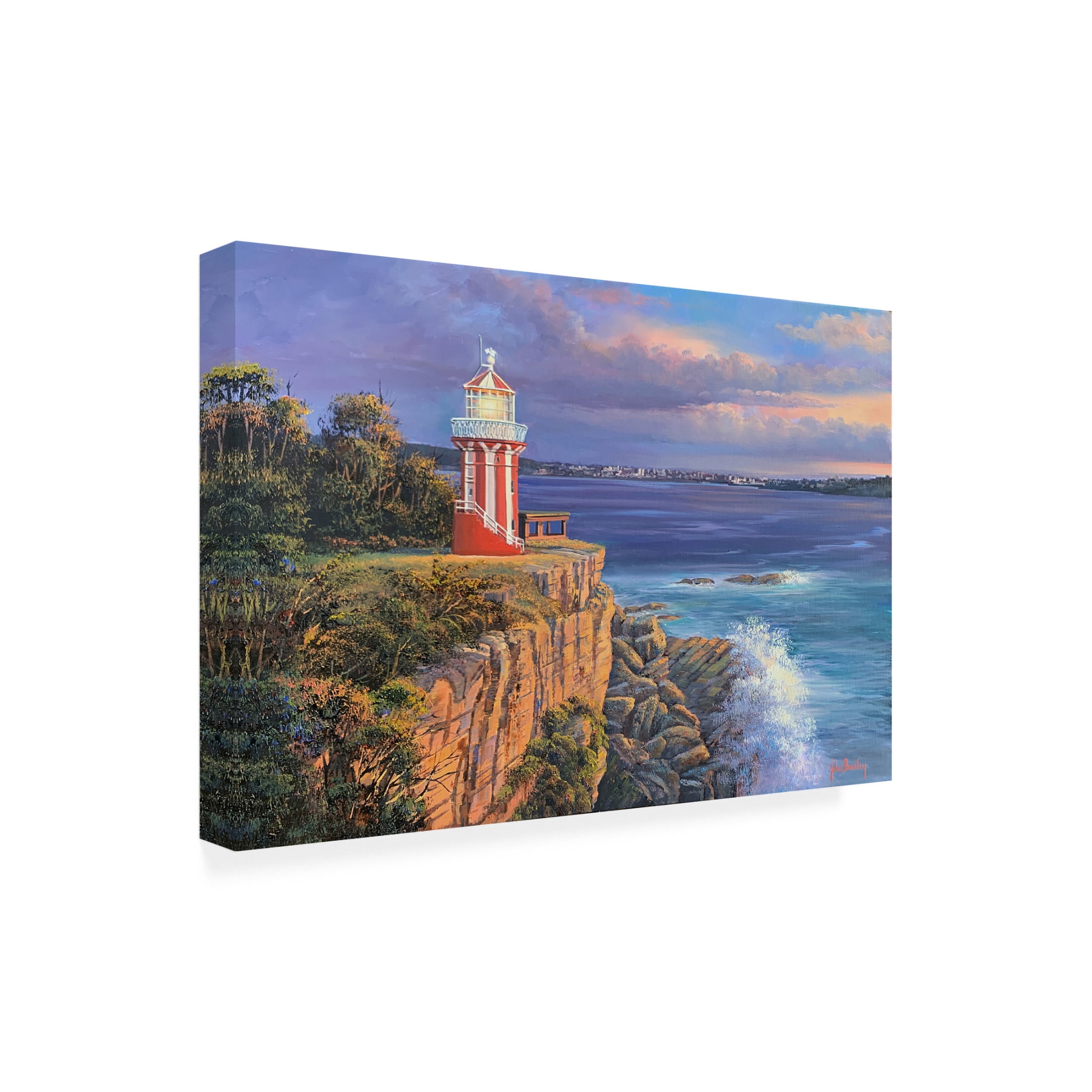 Canvas Wall Art - John Bradley 'Hornby Light - Sydney Harbour' Wall Art for Living Room, Bedroom, or Office Décor by Trademark Fine Art - 32 x 22 Inches