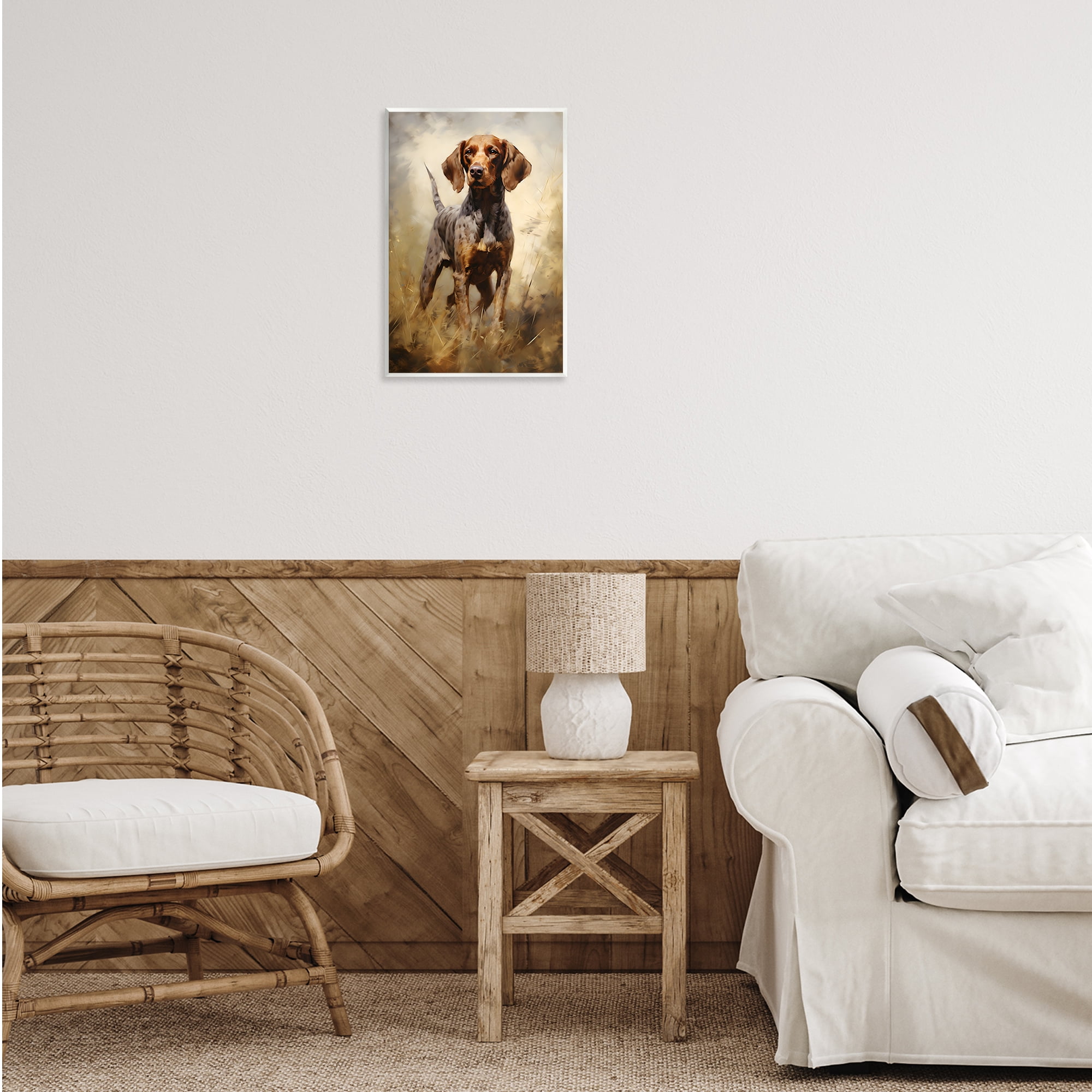 Stupell Industries Alert Hunting Dog Animals & Insects Painting Unframed Art Print Wall Art, 13 x 19