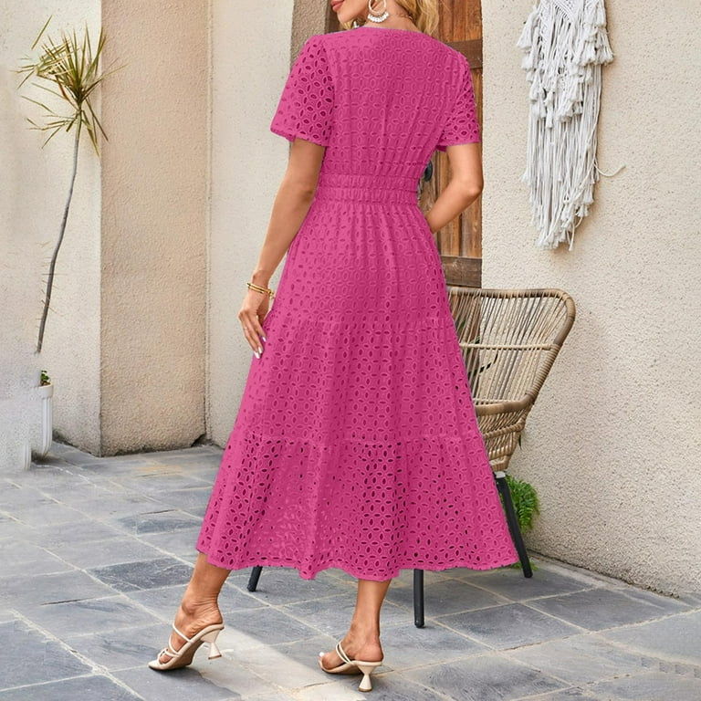 Aobny Tummy Control Sexy Dresses for Women Going Out Pink Cotton A - Main Image