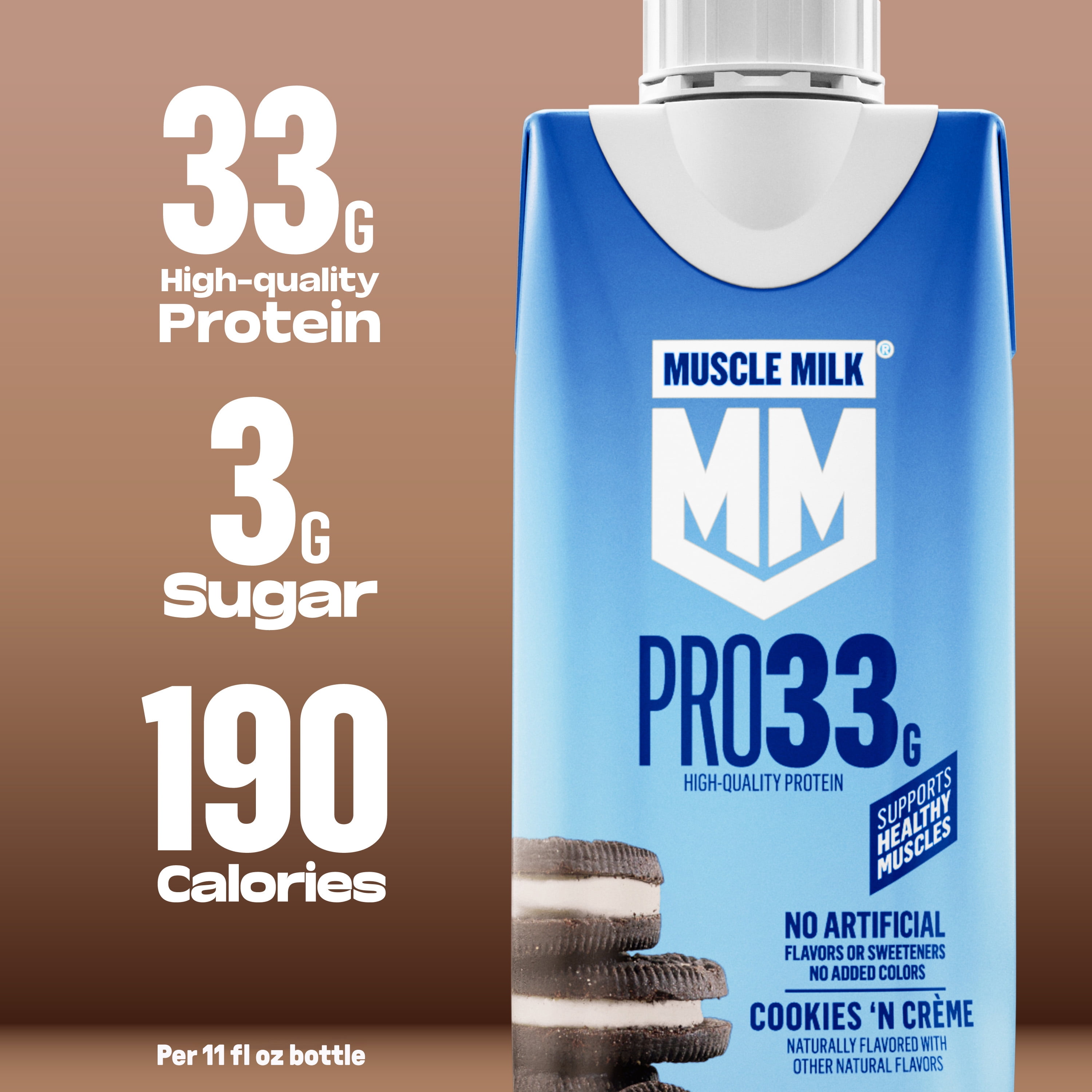 Muscle Milk Pro 33g High Protein Shake Ultra Filtered Milk, Cookies 'N Crème, 11 fl oz, 4 pack