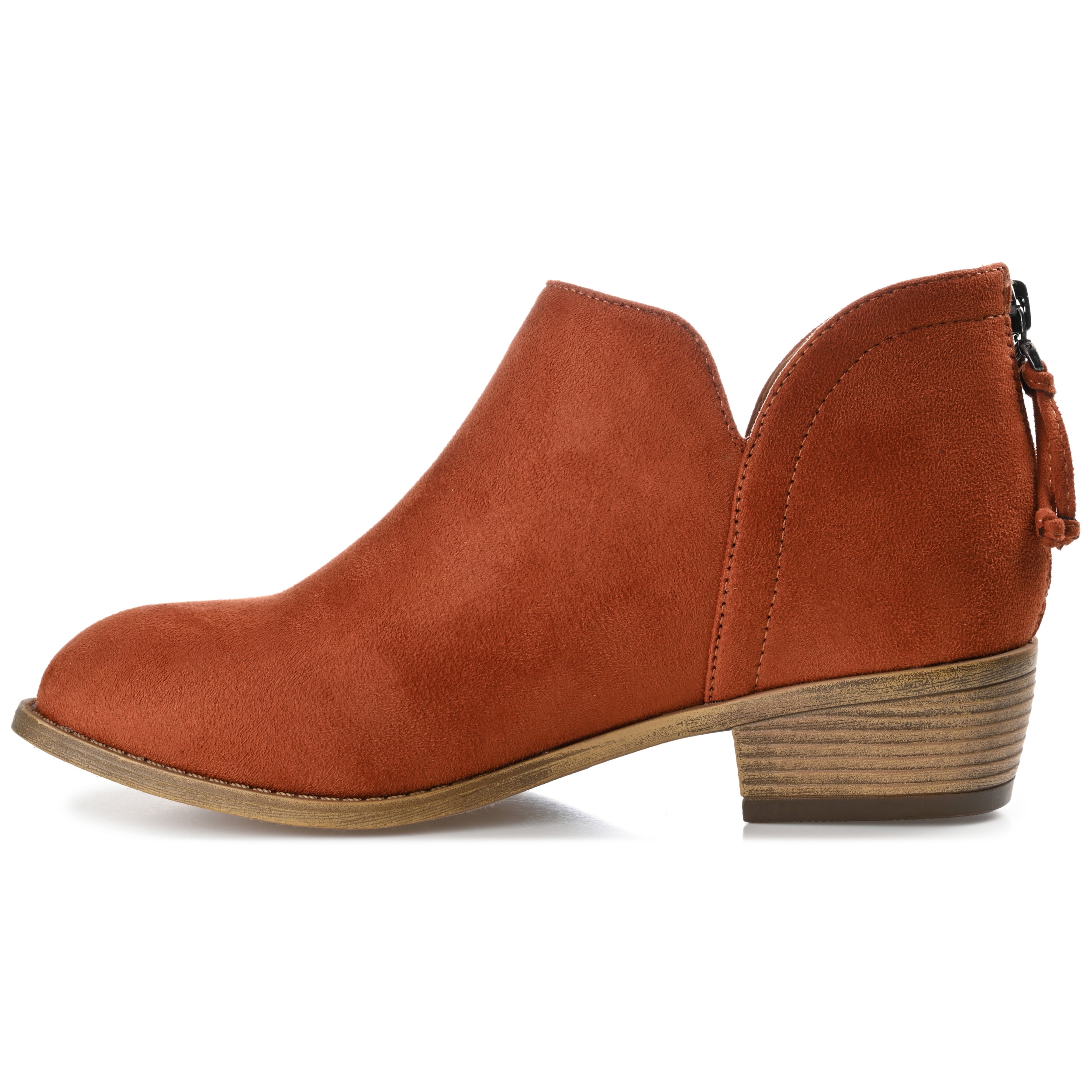 Journee Womens Livvy Back Heel Zip Stacked Heel Booties, Widths Available