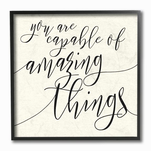 Stupell Industries Capable of Amazing Things Inspirational Painting Black Framed Art Print Wall Art, 12 x 12