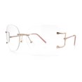 thumbnail image 5 of Luxury Fashion Rectangular Rimless Oversize Butterfly Clear Lens Eye Glasses Rose Gold Pink, 5 of 8