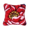 thumbnail image 1 of Jumpingount Hook Rug Kit DIY Embroidery Cushion Mat 1 Needlework Pillow Bolsas de mensajero y de hombro Flor roja 43x43cm, 1 of 1