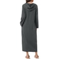 thumbnail image 3 of INSPIRE CHIC Bata de Noche con Cremallera para Mujeres, Bata Larga de Manga Larga con Capucha, Ropa de Casa con Bolsillos, Gris Profundo, 3 of 6