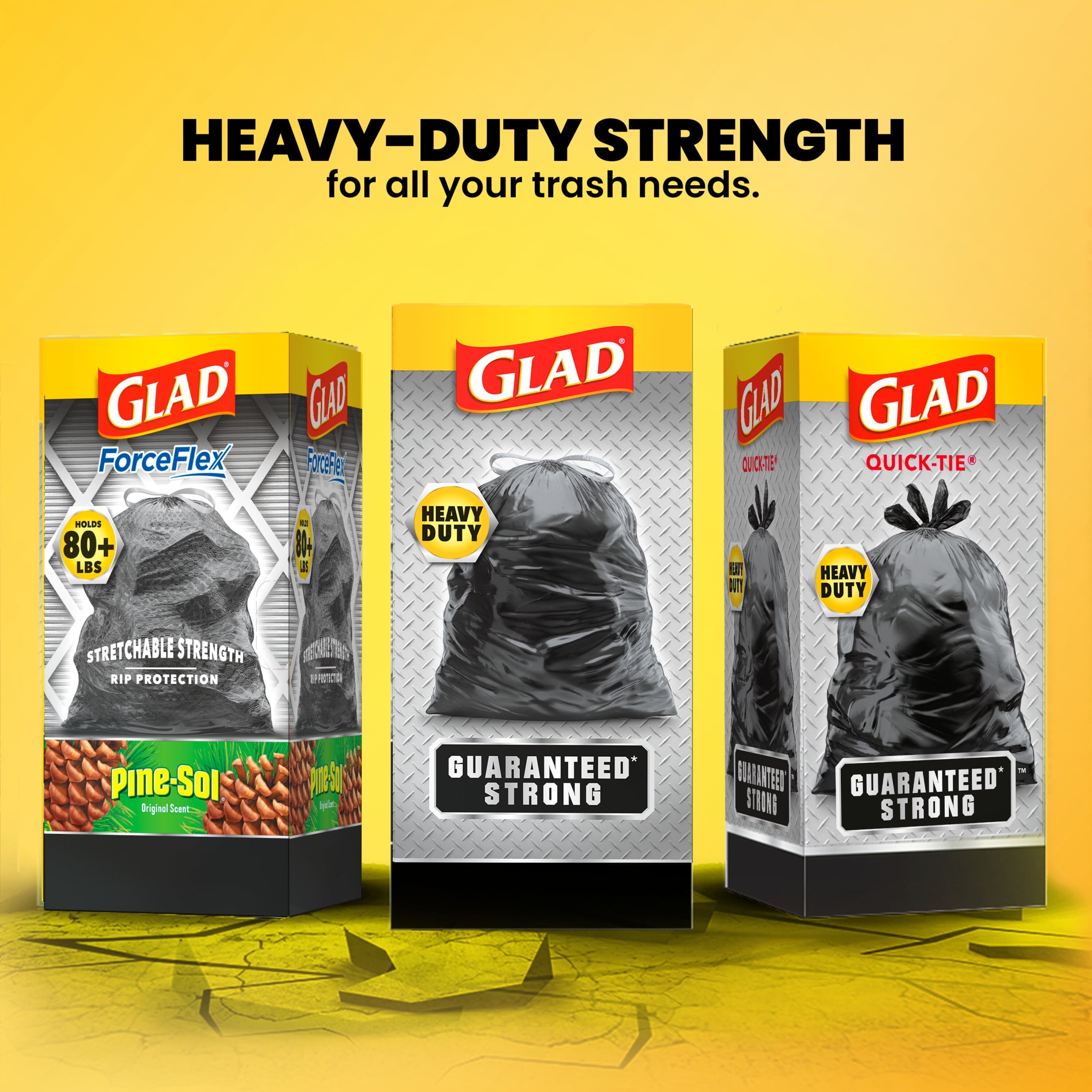 Glad 30-Gallon Strong Large Heavy Duty Drawstring Trash Bags, 70 Bags