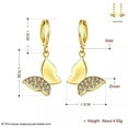 thumbnail image 3 of Rose Gold Plated Earrings Drop Dangle Aaa Zircon Leverback Butterfly .6" L231, 3 of 7