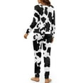 thumbnail image 3 of SCRAWLGOD Cow Print Pj Sets for Woman Long Sleeve Pjs Sets for Women with Pockets Size M Crewneck 2-Piece Outfits for Women Breathable Ladies Pajamas, 3 of 7