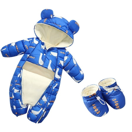 

Baby Boys Girls Outfit Set Cute Cartoon Animals Hooded Snow Wear Jumpsuit Outwear Snowsuit Warm Romper Coat With Shoes Set Baby Gifts