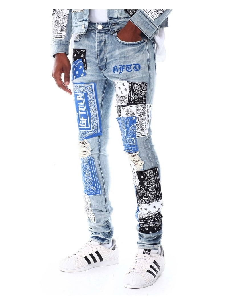 GFTD LA Men's Adrian Skinny Fit, Distress, Ripped, Stretch Jeans