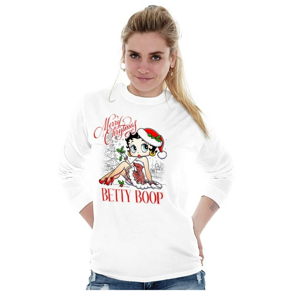 Betty Boop Merry Christmas Santa Women's Long Sleeve T Shirt Brisco Brands S