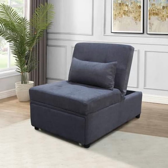 4-In-1 Adjustable Multifunctional Footstool Sofa Bed, Backrest Adjustable Leisure Guest Bed with Pillow, Portable Rest Furniture for Bedroom Living Room Small Apartment, Blue