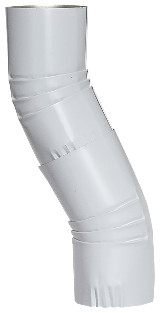 4 inch Round Off Set Downspout ZigZag Elbow, Aluminum, White