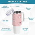 thumbnail image 4 of SKYSONIC 40 oz Pink Pig Tumbler with Handle and Straw Lid, Insulated Cup Reusable Stainless Steel Water Bottle Travel Mug, 4 of 7