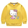 thumbnail image 5 of Hello Kitty estampado de dibujos animados para niños más suéter de terciopelo + pantalones gruesos ropa informal cálida de dos piezas para niños y niñas, 5 of 5