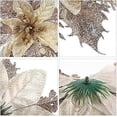 thumbnail image 4 of Christmas Glitter Artificial Poinsettia Flower Pattern 12Pcs Christmas Tree Flower Pattern Ornaments Xmas Party Decoration with 12Pcs Stems and Clips, 4 of 4