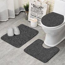 Black Leopard Print Bathroom Rugs Sets 3 Piece,Toilet Cover Set,Absorbent Non Slip Bathroom Mats Sets with U-Shaped Contour Rug Toilet Rug Set