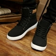 thumbnail image 3 of Mens High Top Fashion Sneakers Casual Walking Driving Tennis Canvas Flats Shoes Vintage Mid Calf Combat Boots, 3 of 5