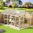 thumbnail image 2 of EastVita 6x10x6.5ft Silver Outdoor Greenhouse. Aluminum Greenhouse with Roof Vents. Heavy Duty Polycarbonate Greenhouse. Easy to Install. Large Walk-In Greenhouse for Backyard. Patio, 2 of 5
