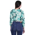 thumbnail image 3 of Moomaya Cropped Long Sleeve Tops For Women Printed Round Neck&nbsp;T Shirt Crop Top, 3 of 5