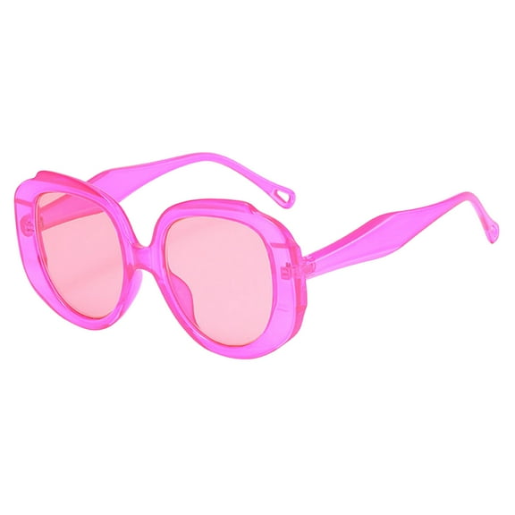 Siminsem Candy Color Round Sunglasses for Men Women, Unisex Large Frame Sun Glasses, UV Protection Trendy Shades for Daily Wear, Hot Pink, One Size