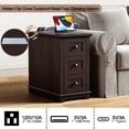 thumbnail image 6 of PLAMLE End Table with 3 Drawers for Living Room,Nightstand Sofa Side Table with Charging Station,End Table., 6 of 8