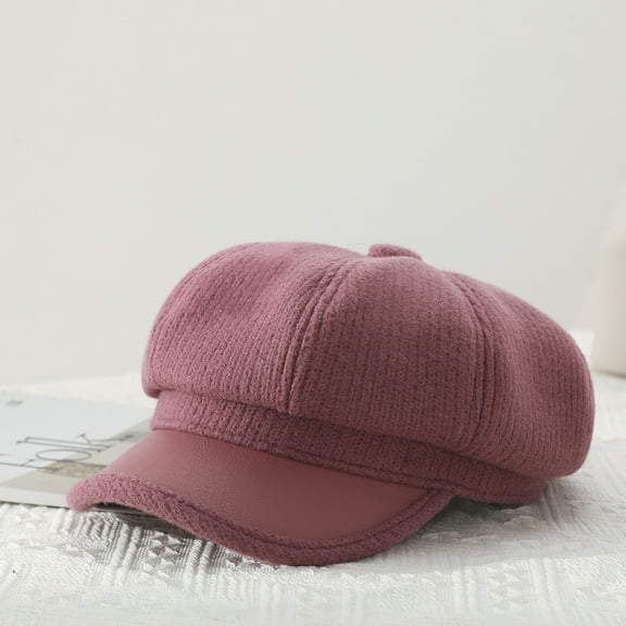 SikaFu Fashion New Wool Octagonal Hat Ladies In Autumn And Winter Hat Knitted Wool Stitching Berets Peaked