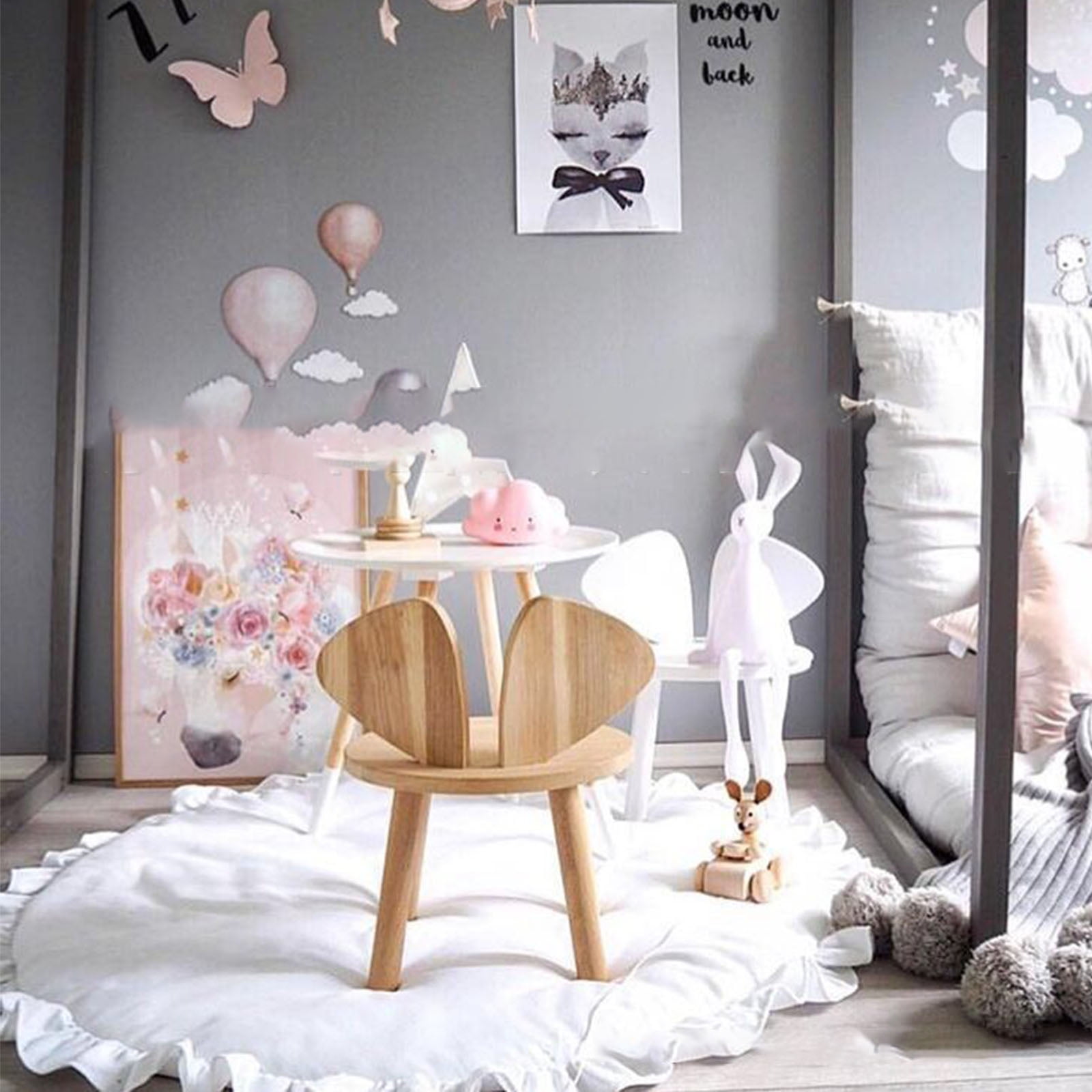 EVEXPLO Baby for Play Mat Lace Solid Color Crawling Mat Kids Room Floor Rug Round Game Pad Playmat Children Bedroom Nursery