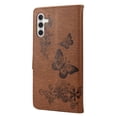 thumbnail image 3 of SaniMore for Samsung Galaxy A54 5G Case with Wrist Strap, Butterfly Embossed Magnetic Card Slot & Cash Bag Shockproof PU Leather Flip Folding Wallet Kickstand for Samsung A54 5G, Brown, 3 of 7