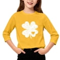 thumbnail image 1 of T-Shirt Fille Fête de la Saint-Patrick, Mignon T-Shirt Graphique à Manches 3/4 Col Rond avec Imprimé Irlandais, Hauts Décontractés Printemps Été pour Vacances, Fête d'Anniversaire et Usage Quotidien Jaune 150, 1 of 5