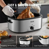 High-Capacity Electric Roaster Oven, 24QT/1450W, Perfect for Turkeys up to 28 LBS, Features Self-Basting Lid, Defrost & Keep Warm, Adjustable Thermostat, Silver