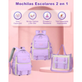 thumbnail image 2 of Mochila Escolar Viaje Bolsa Impermeable Mochilas Reforzada 2 En 1 VIOLETA, 2 of 5