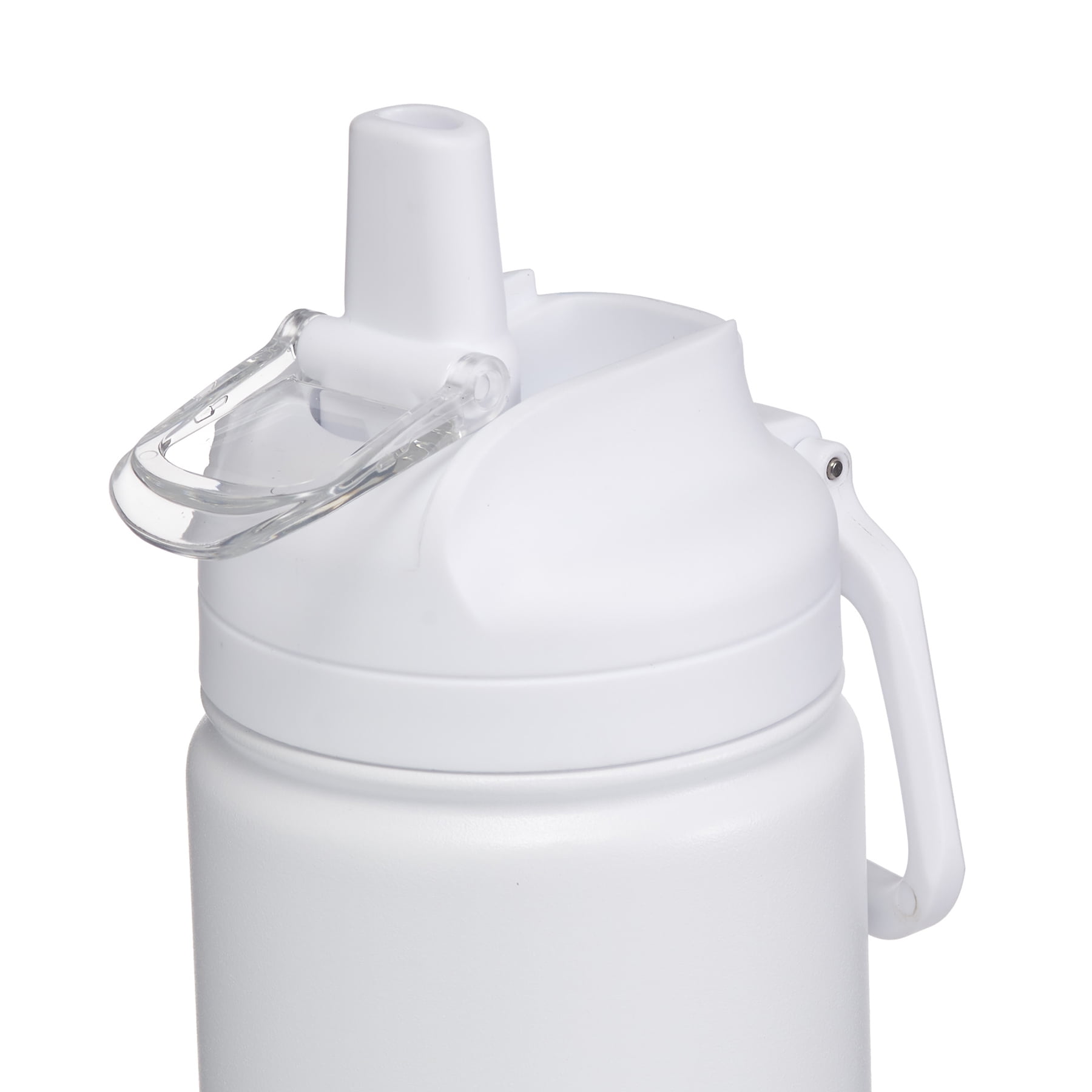 Mainstays 24 oz Arctic White Solid Print Insulated Stainless Steel Water Bottle with Flip-Top Lid