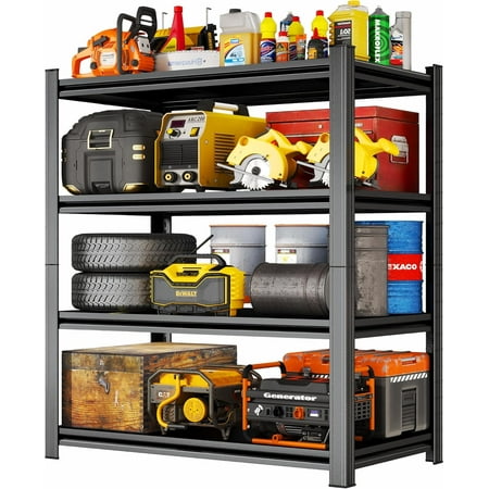 4-Tier Heavy Duty Steel Industrial Shelving - Adjustable Scratch-Proof Garage Storage Rack