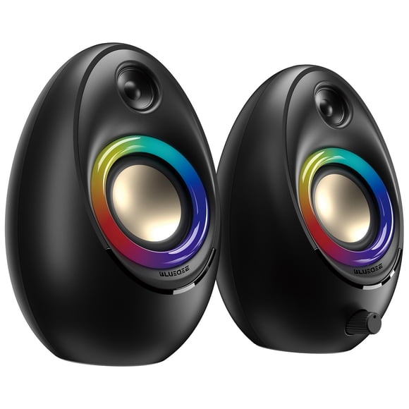 Bluedee Computer Speakers for Desktop PC, Bluetooth 5.4 Desktop Speakers with 2 Speaker Units, Dynamic RGB Light USB Speaker, USB/Type-C Powered Plug
