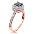 thumbnail image 2 of Unique White and Black Diamond Halo Engagement Wedding Ring 10K 1 Ctw (Rose Gold Size 8.5), 2 of 3