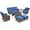 Blue, variant on Bellefurn Luxury 7 Piece Outdoor Patio Wicker Furniture Sets with Swivel Rocker Patio Chairs,Sofa,Coffee Table and Ottomans,High Back Outdoor Conversation Set for Porch Balcony Deck