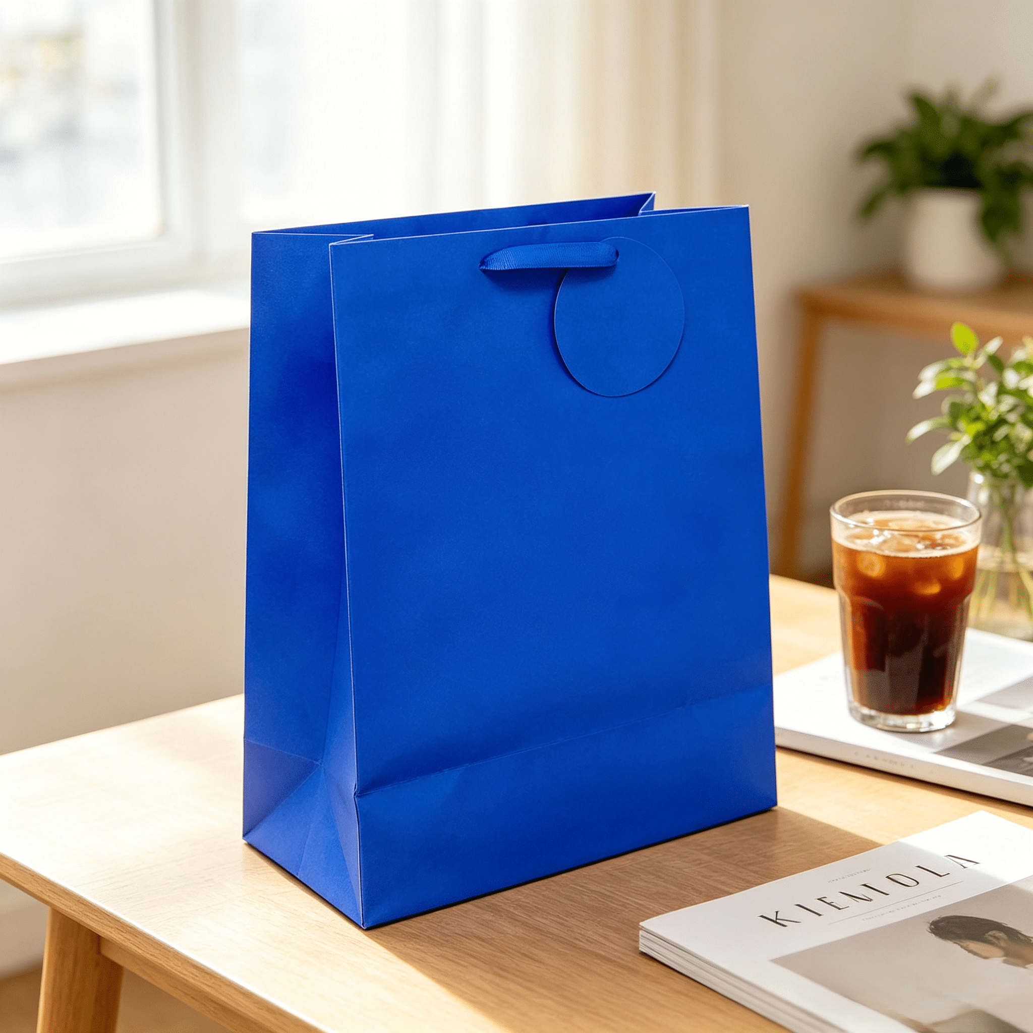Extra Large Blue Paper Gift Bag, 12" x 5" x 15", by Way To Celebrate