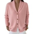 thumbnail image 4 of MSJUHEG Button Down Cardigan Long Sleeve Work Shirts Oversized Sweater Dress Cardigan Crop Cardigan Sweater Knit Coat Cardigan Sweaters Sweater Coat for Fall and Winter Pink L, 4 of 5