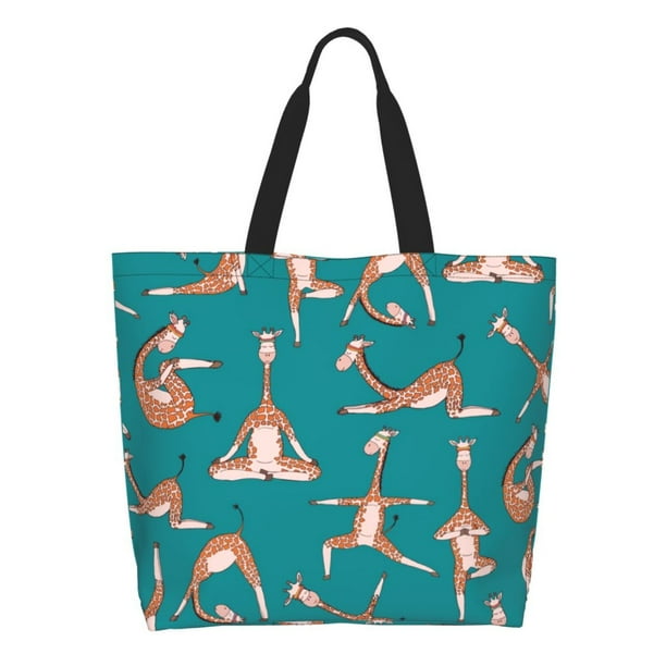 Balery Giraffes Doing Various Yoga Bolsa Tote Estilo Estético con Cremalleras, Bolsa de Hombro, Bolsa de Compras Grande y Plegable