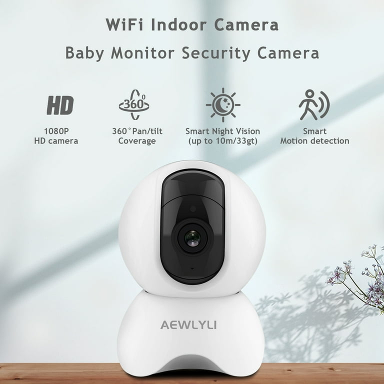 AEWLYLI Baby Monitor Security Camera, 360Â° 1080P HD WiFi, Night