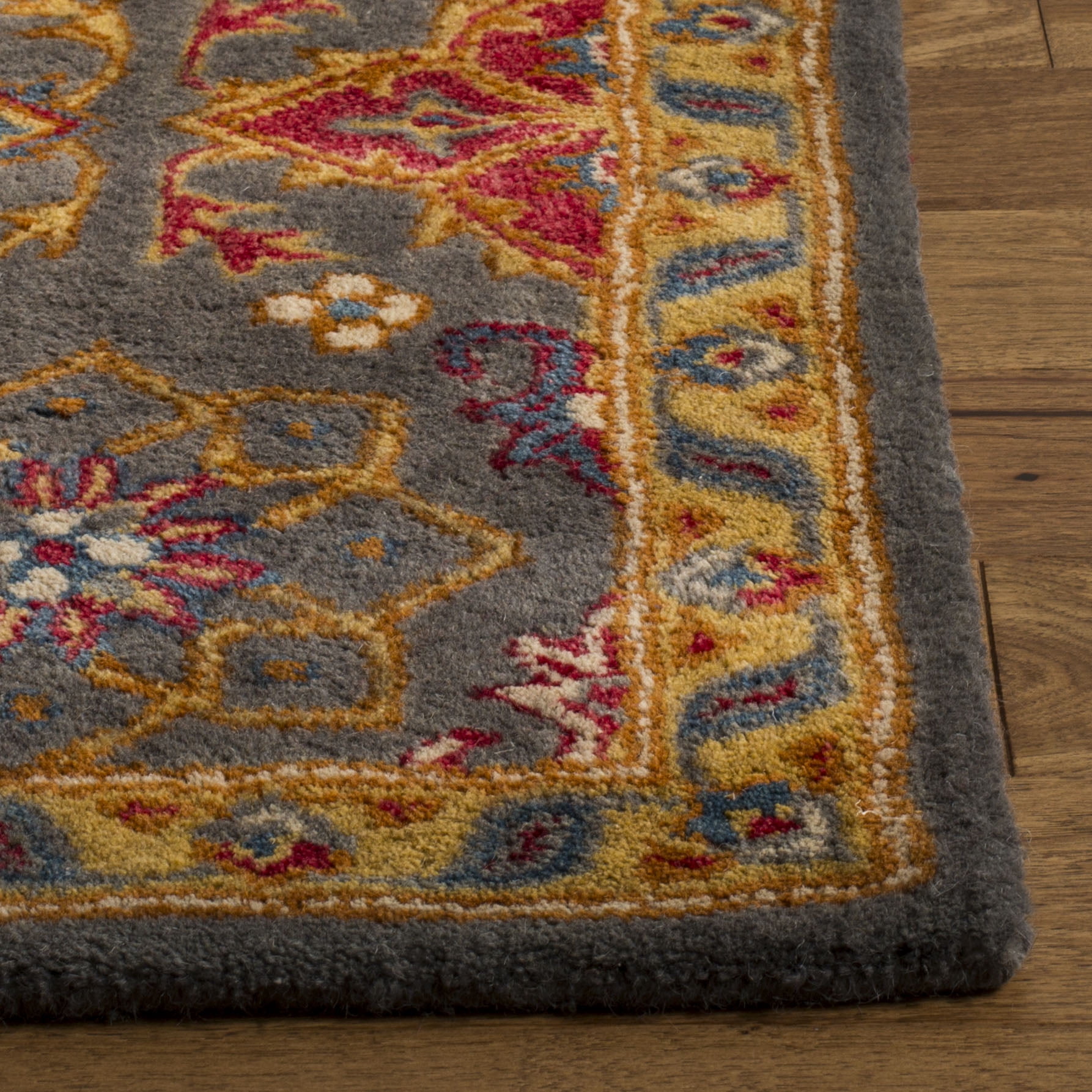SAFAVIEH Heritage Jamison Floral Wool Area Rug, Charcoal/Multi, 3' x 5'